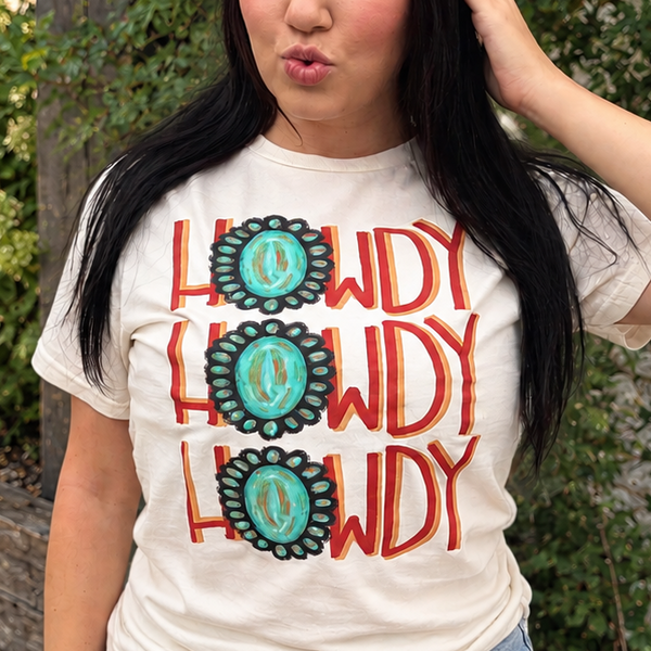 Howdy Turquoise Western Graphic T-Shirt for Women product image 1