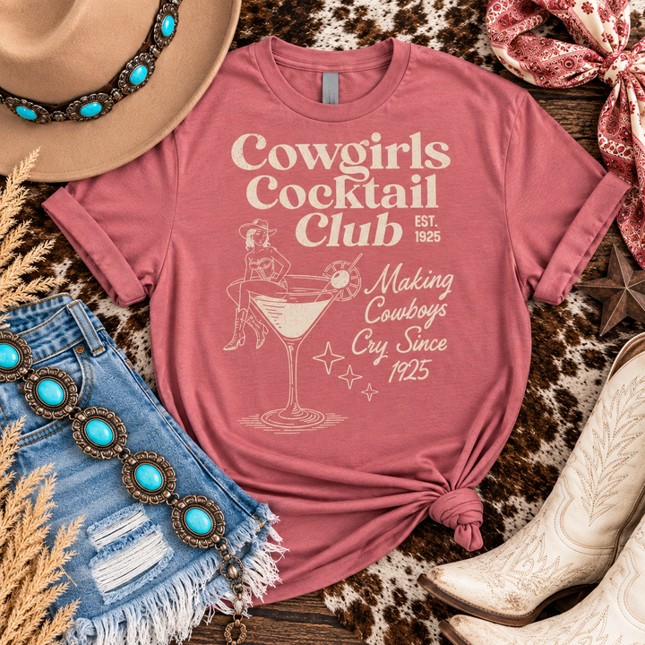 Cowgirls Cocktail Club Western graphic tee in indigo