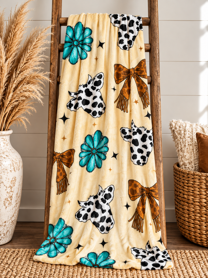 Turquoise Gemstone  &amp; Cow Queen Throw product image