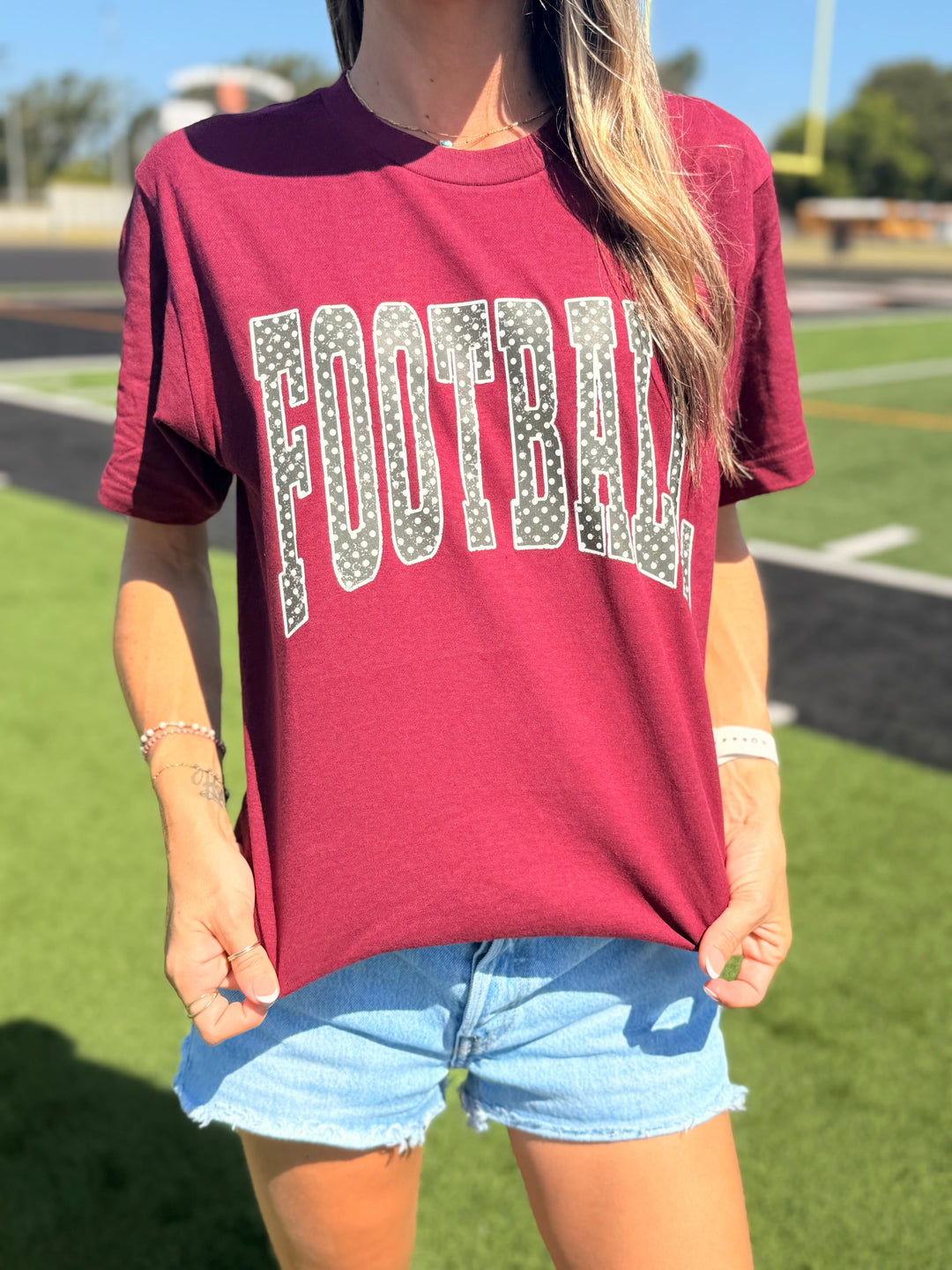 Football Polka Dot With Bow Graphic Tee Envy Stylz Boutique