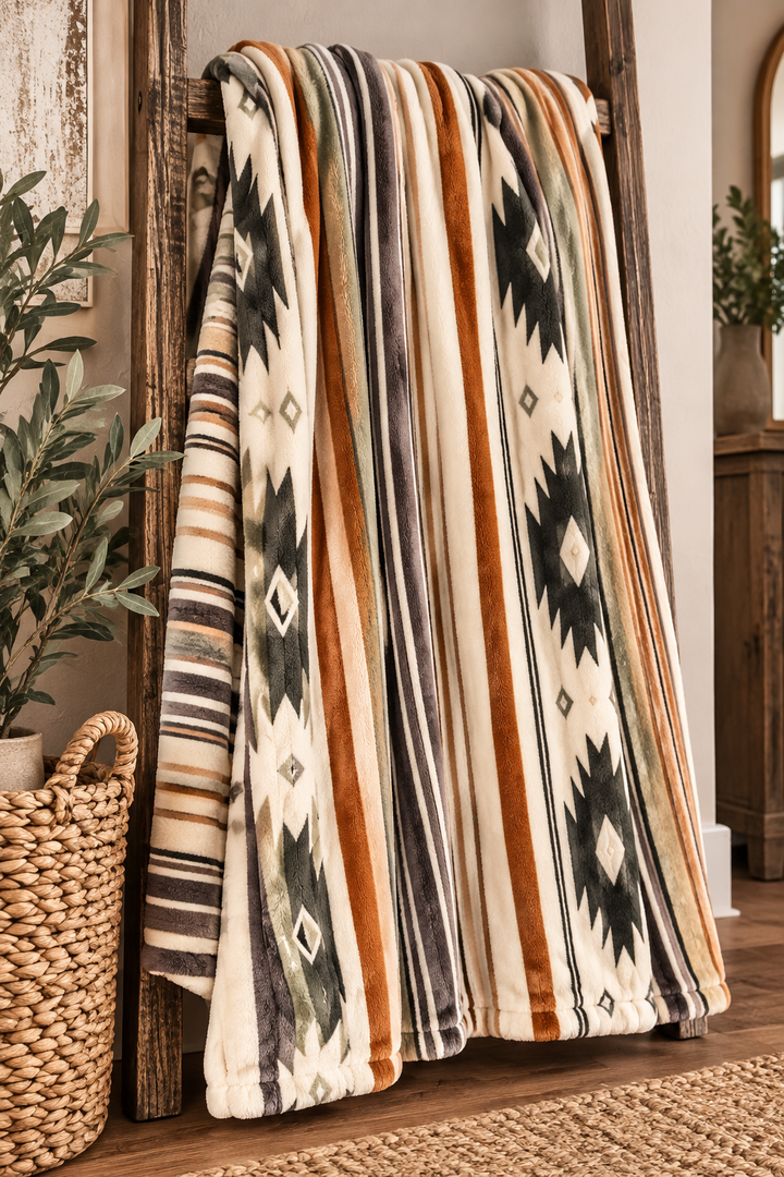 Sage Aztec Oversized Blanket 82x90