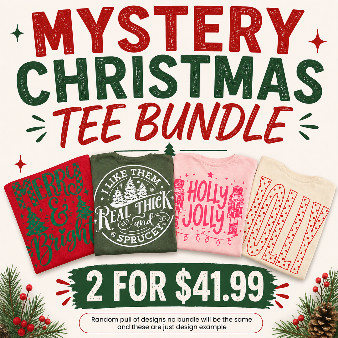 Mystery Christmas Tee Bundle 2 for 41.99 | Surprise Comfort Color Christmas Design T-shirts Envy Stylz Boutique