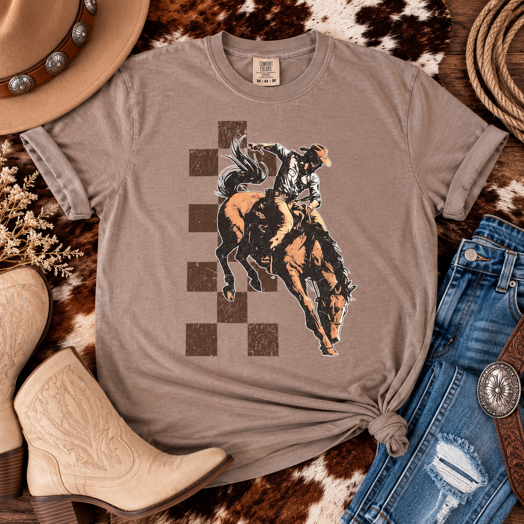 Ride Wild Checkered Cowboy Tee