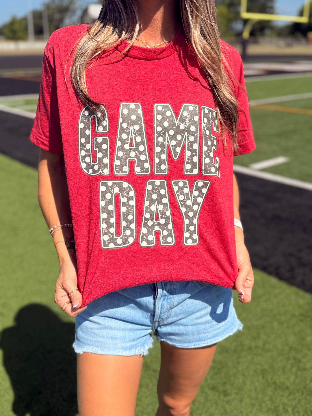 Game Day Polka Dot With Bow Graphic Tee Envy Stylz Boutique