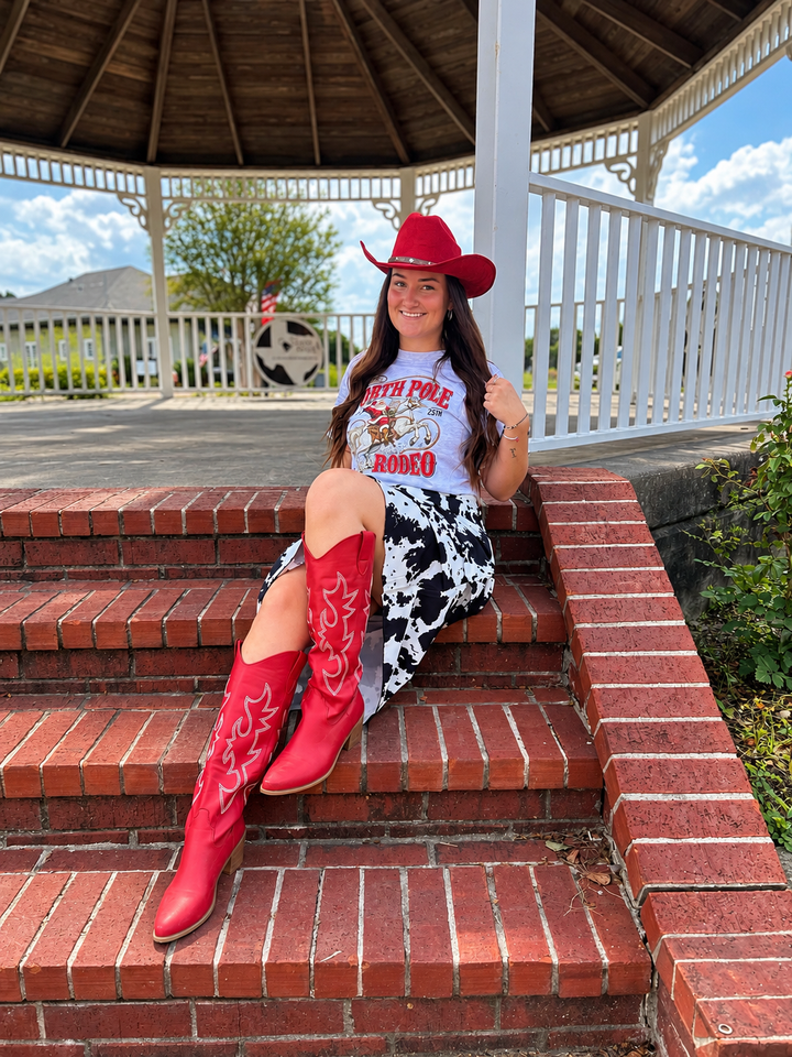 North Pole Rodeo Vintage Western Christmas Graphic Tee