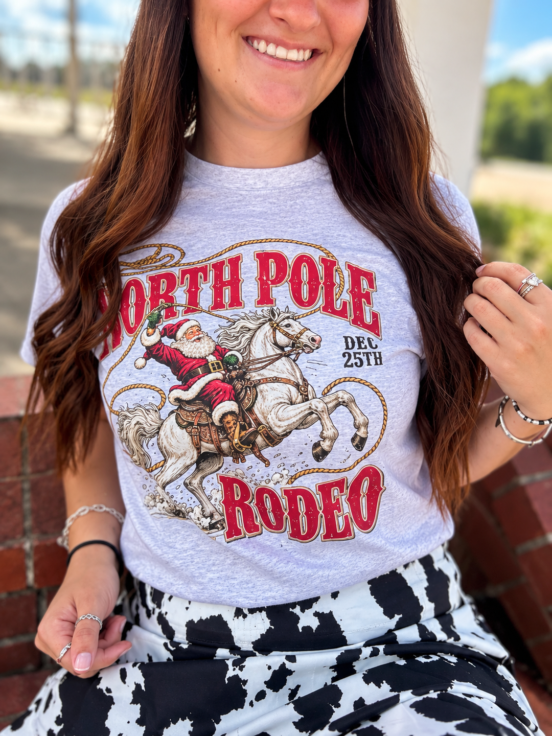 North Pole Rodeo Vintage Western Christmas Graphic Tee