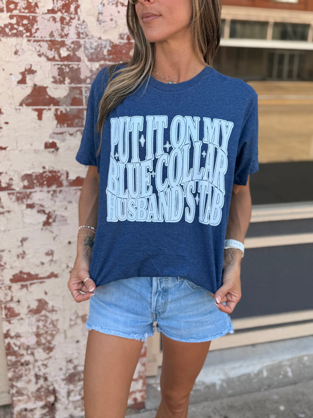 Put It On My Blue Collar Husband Graphic Tee Envy Stylz Boutique