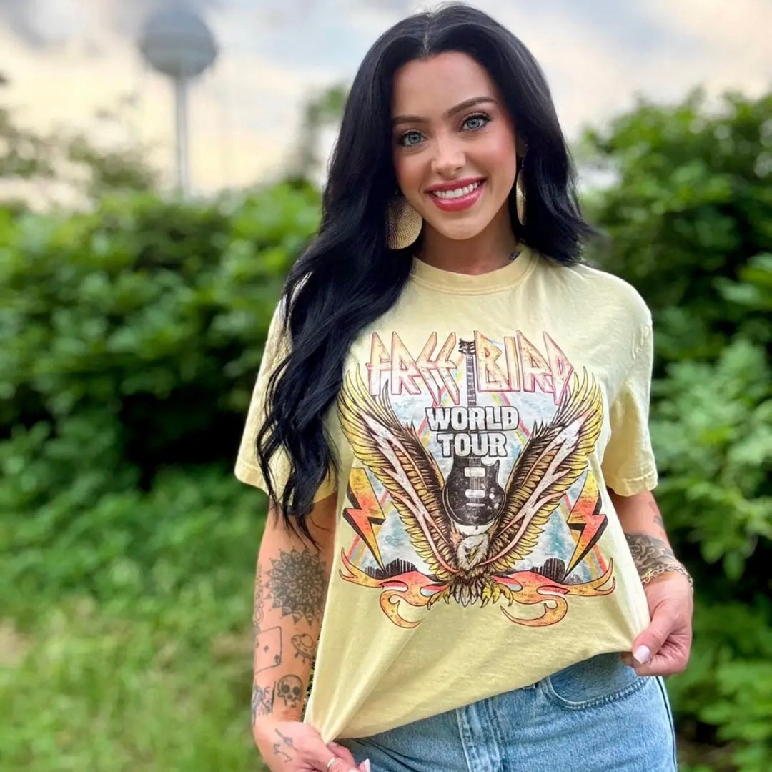 Free Bird Retro Pastel Graphic Design T-shirt Envy Stylz Boutique