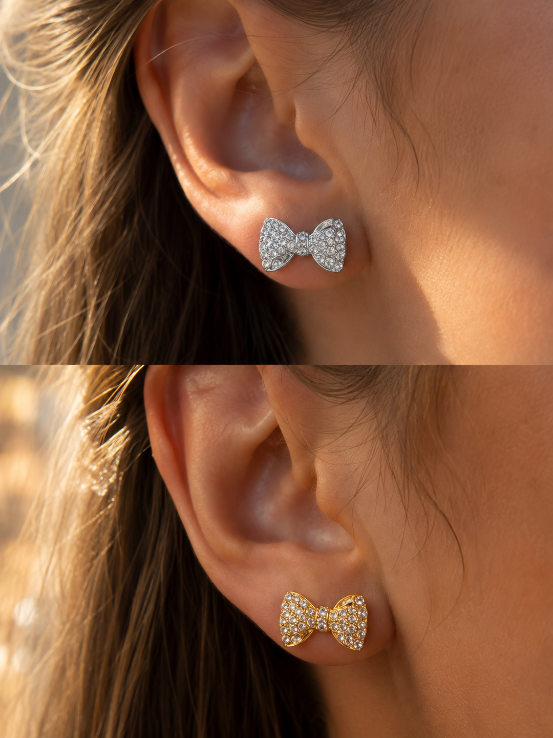 Rhinestone Bow Stud Earrings Envy Stylz Boutique