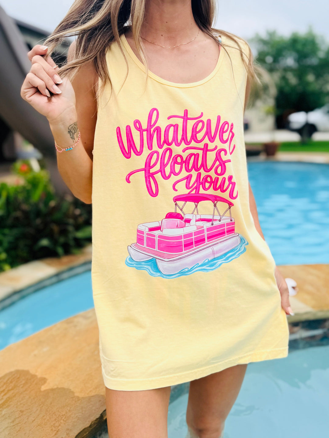 Pontoon Whatever Floats Graphic Tank Top Envy Stylz Boutique