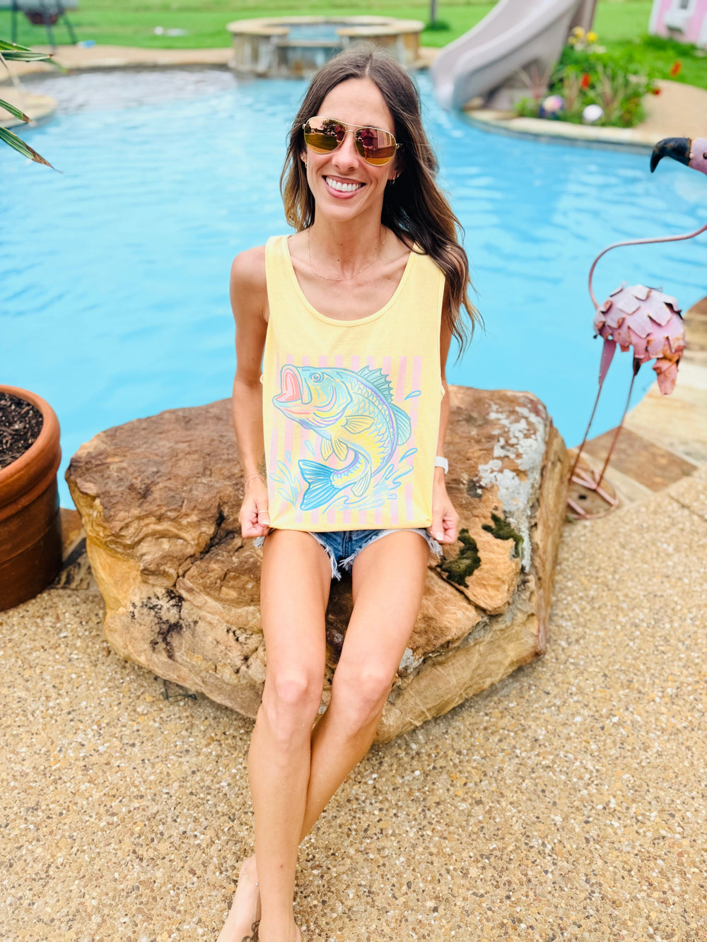 Striped Bass Graphic Tank Top Envy Stylz Boutique