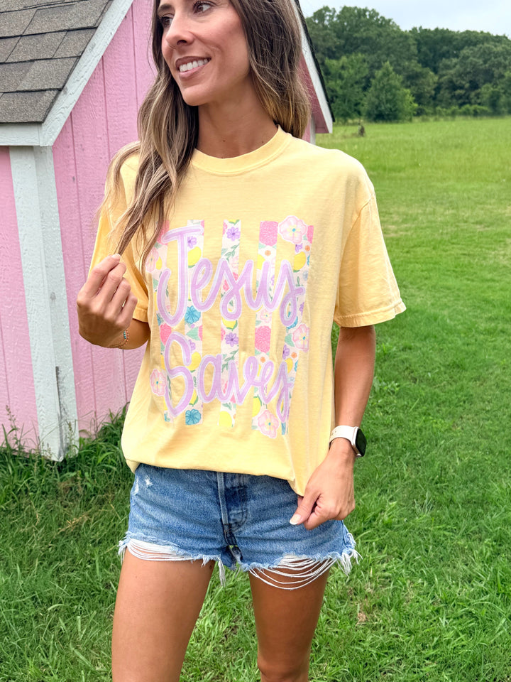Jesus Saves Floral ADULT Graphic T-shirt Envy Stylz Boutique