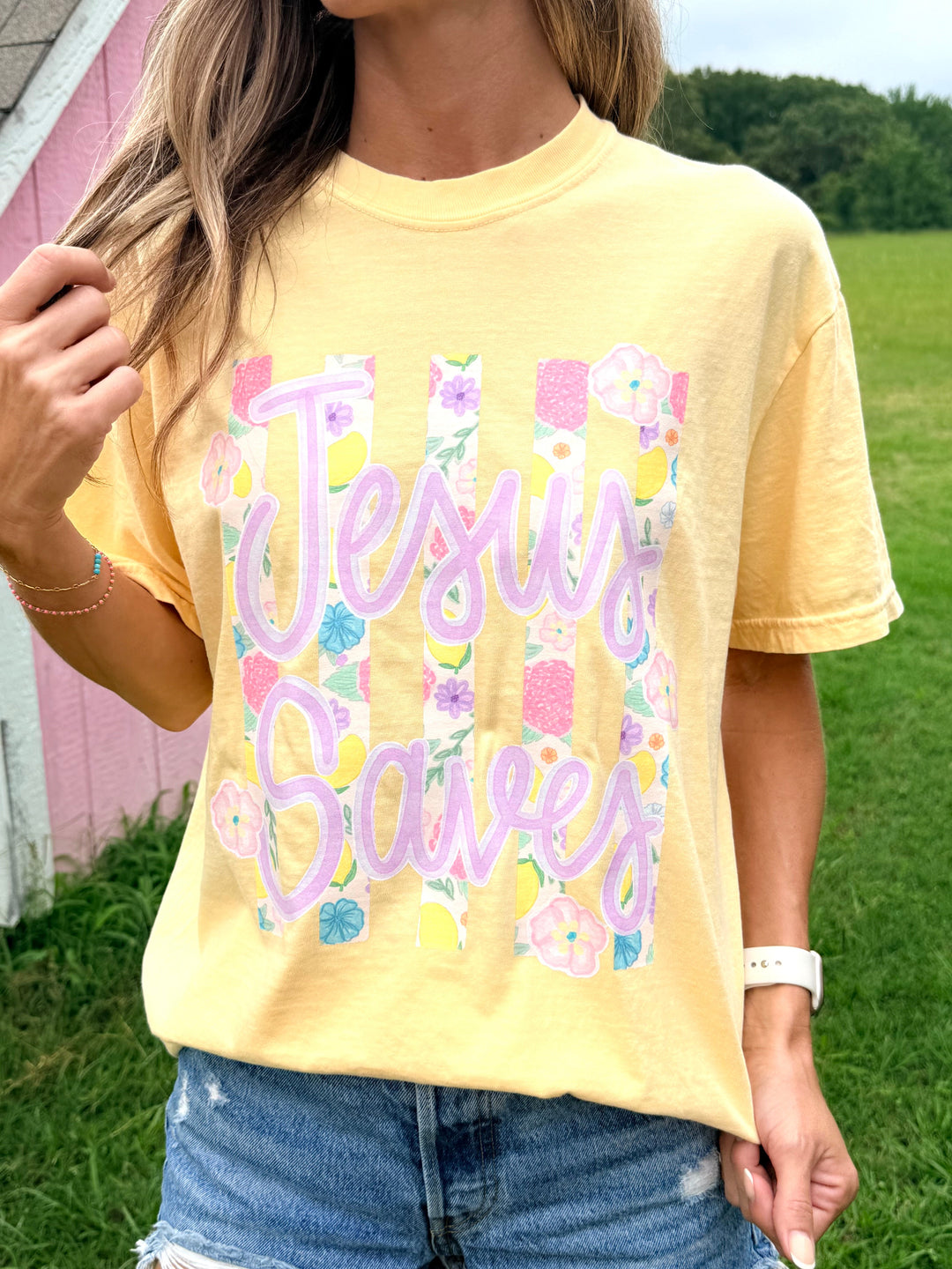 Jesus Saves Floral ADULT Graphic T-shirt Envy Stylz Boutique