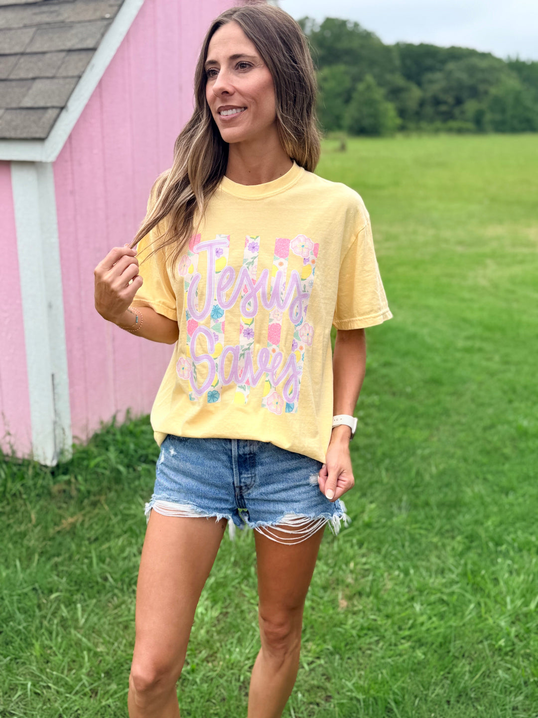 Jesus Saves Floral ADULT Graphic T-shirt Envy Stylz Boutique