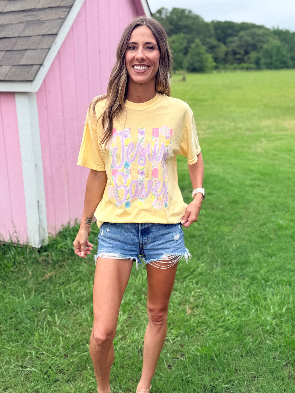 Jesus Saves Floral ADULT Graphic T-shirt Envy Stylz Boutique