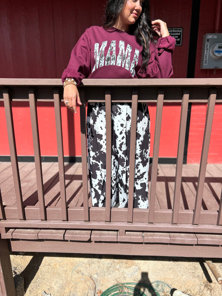 Cow print Mama Graphic Crewneck Envy Stylz Boutique