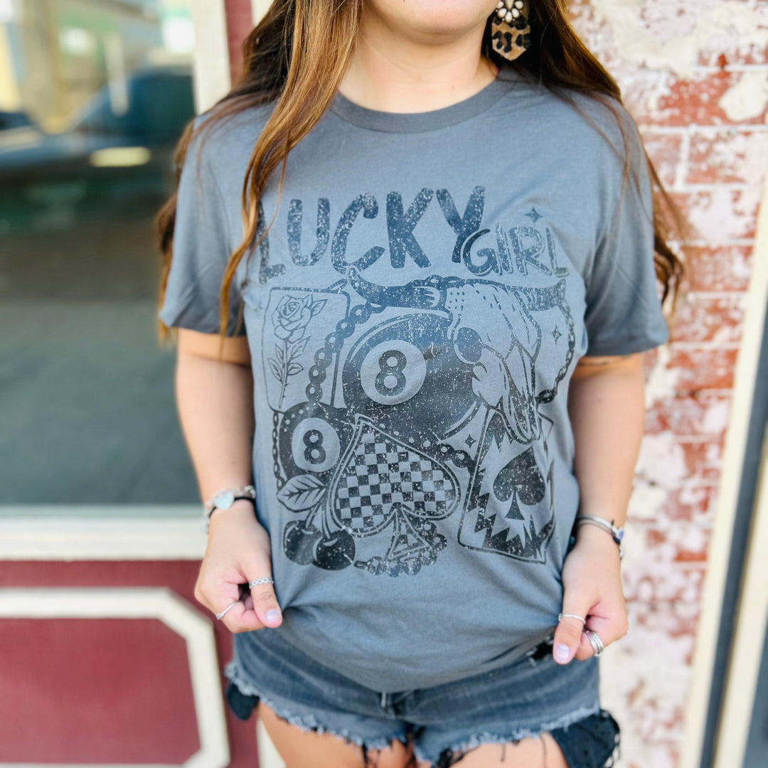 Lucky Girl Collage Graphic Tee Envy Stylz Boutique