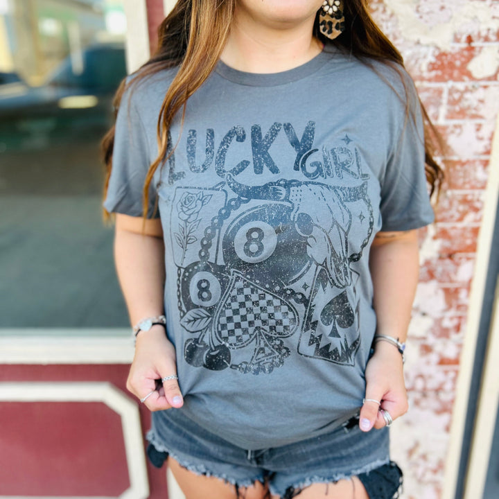 Lucky Girl Collage Graphic Tee Envy Stylz Boutique