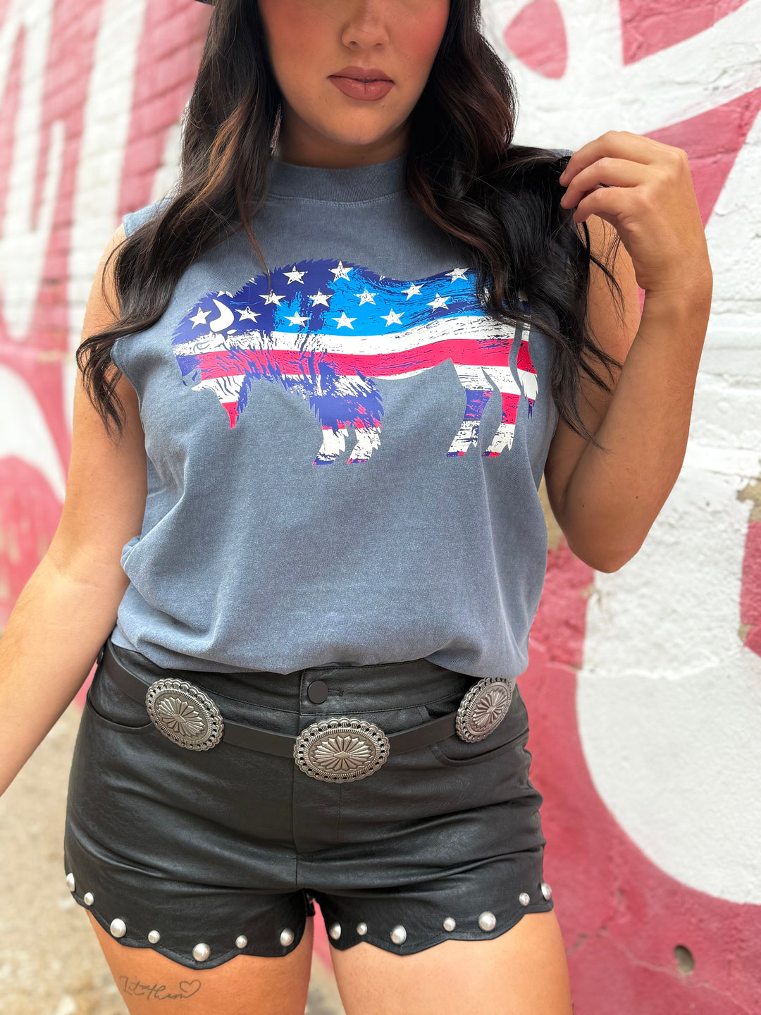 Patriotic Buffalo Graphic Muscle Tank Envy Stylz Boutique