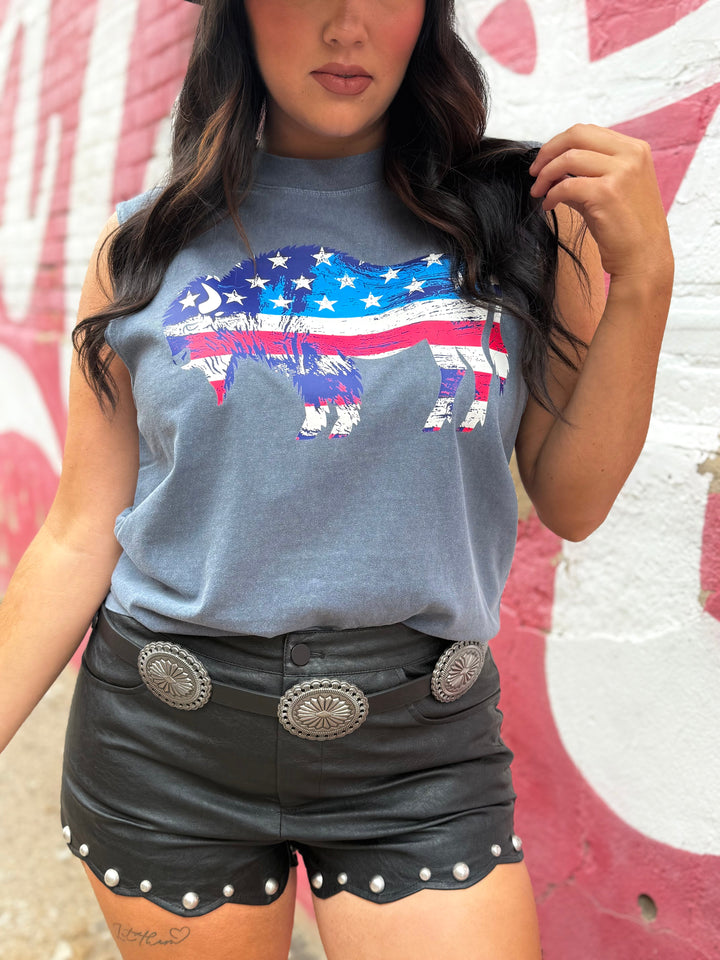 Patriotic Buffalo Western Muscle Tank Envy Stylz Boutique