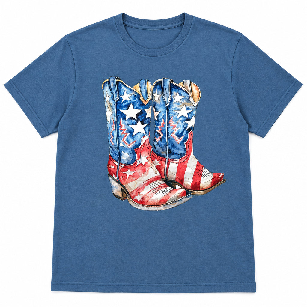 Patriotic America Cowgirl Boots Graphic Tee
