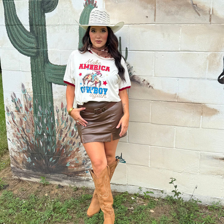 Patriotic Cowboy Bronc Graphic Ringer T-shirt Envy Stylz Boutique