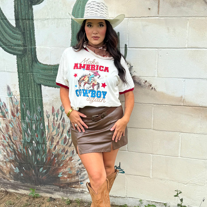 Patriotic Cowboy Bronc Graphic Ringer T-shirt Envy Stylz Boutique