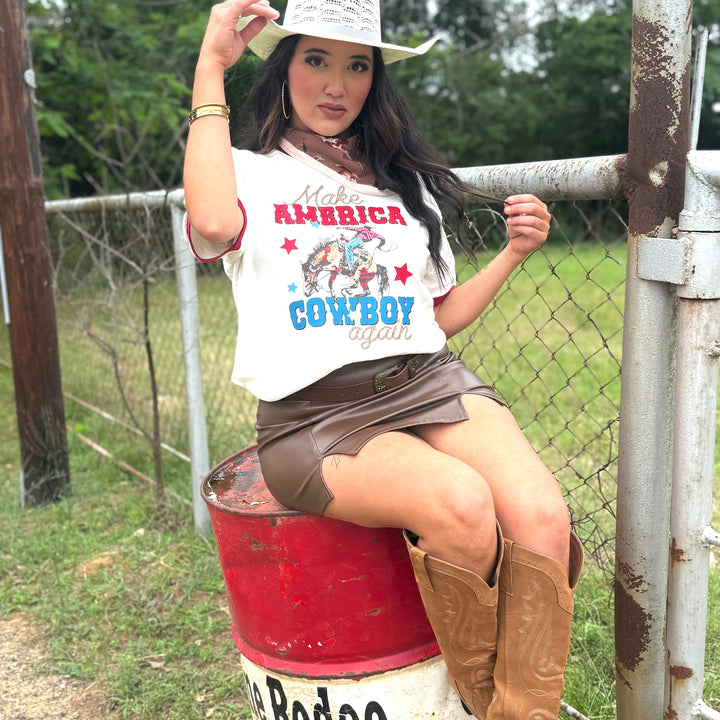 Patriotic Cowboy Bronc Graphic Ringer T-shirt Envy Stylz Boutique