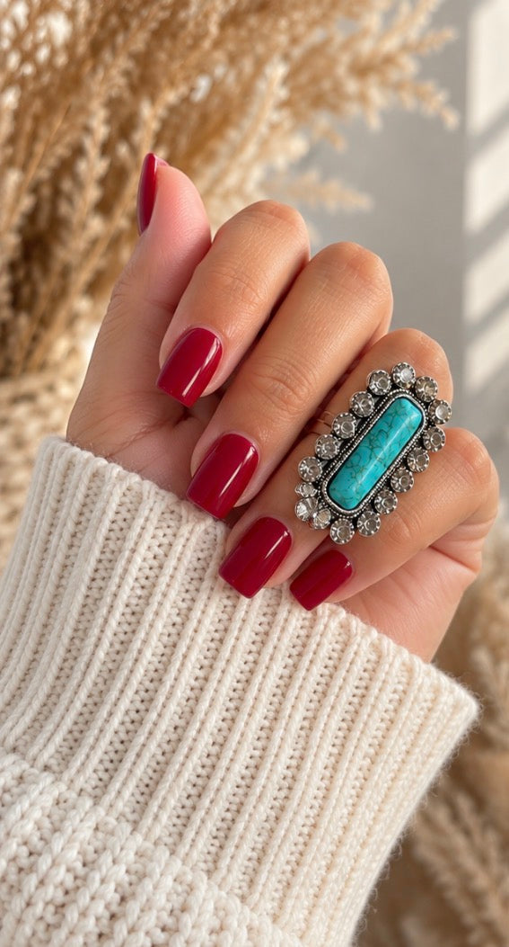 Turquoise Rhinestone Statement Ring