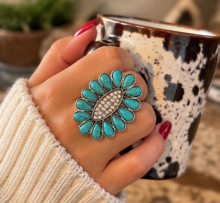 Turquoise Bloom Statement Ring