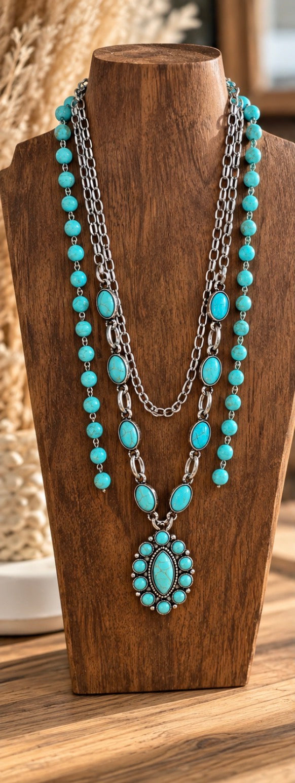 Turquoise Layered Western Necklace