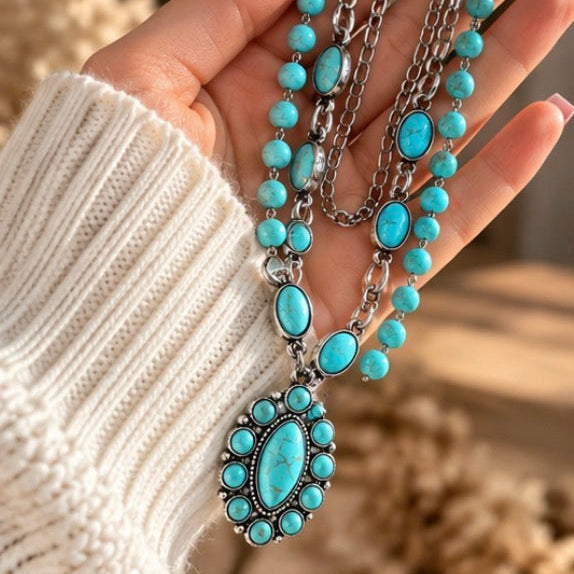 Turquoise Layered Western Necklace