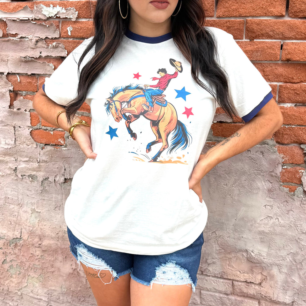 Star Bronc Rider Graphic Ringer Tee Envy Stylz Boutique