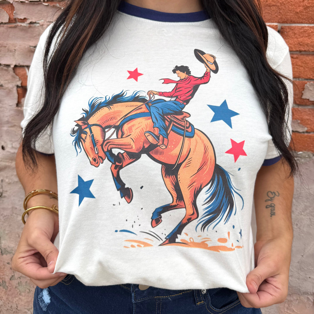 Star Bronc Rider Graphic Ringer Tee Envy Stylz Boutique