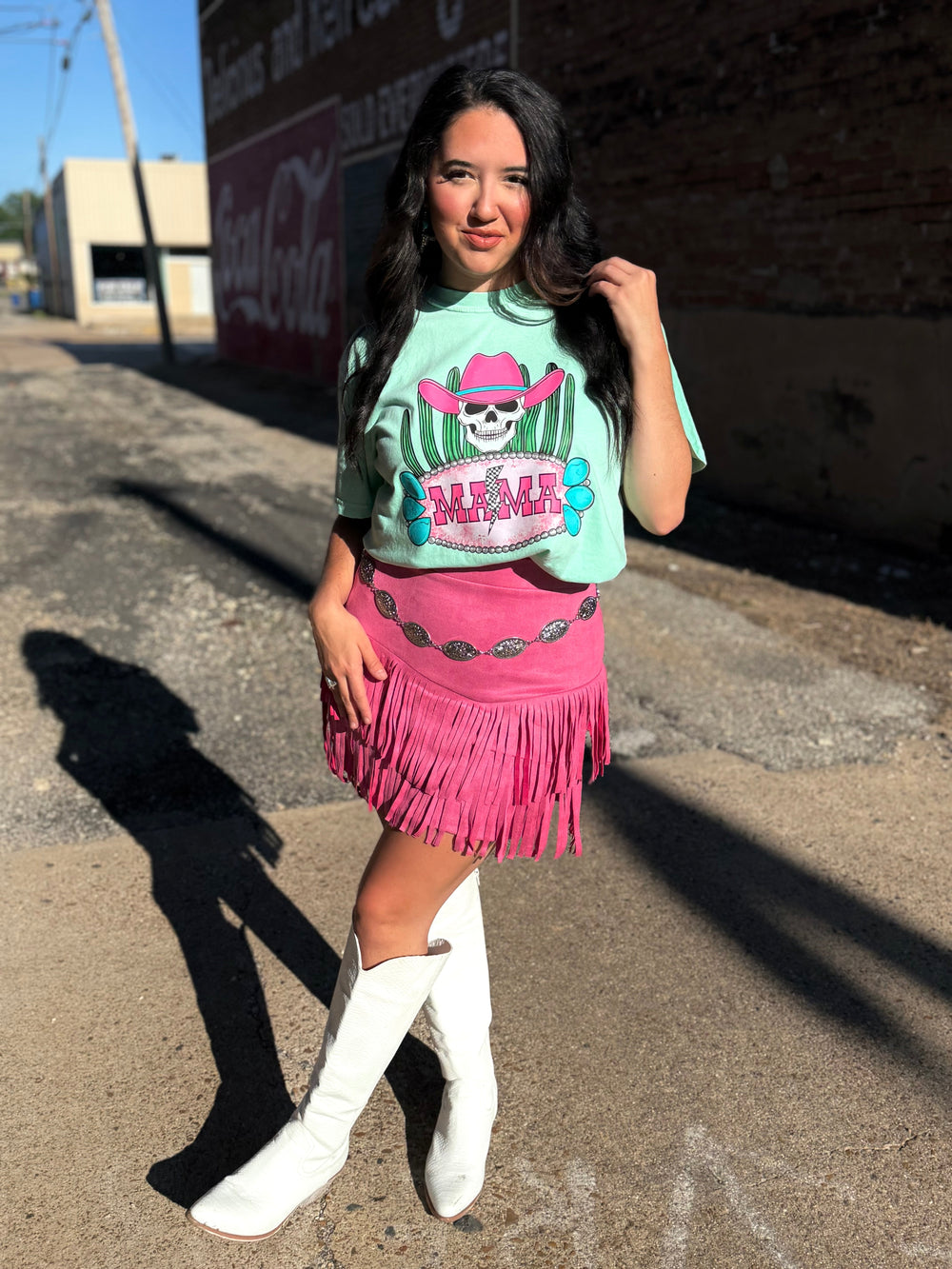 Western Mama Skull Cactus Graphic  T-shirt Envy Stylz Boutique