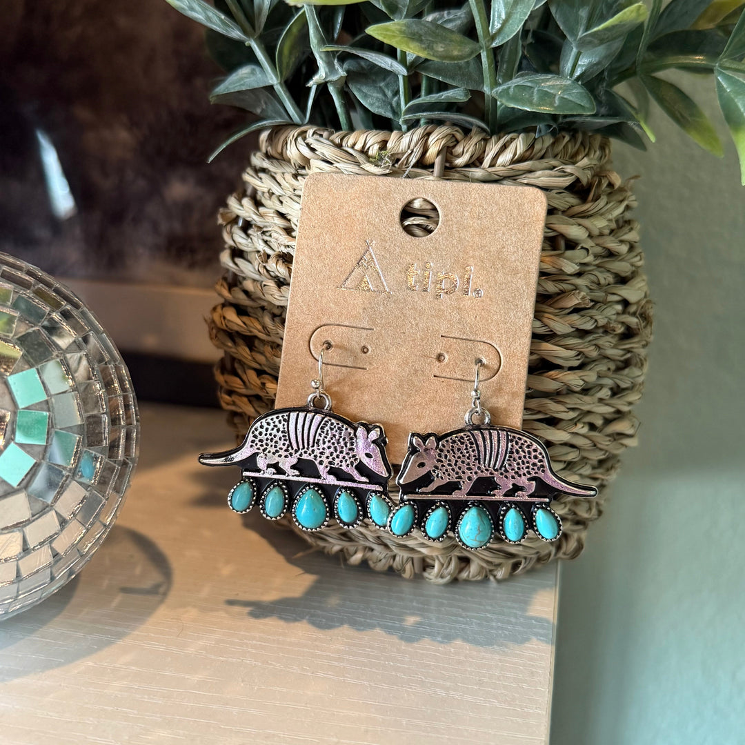 Armadillo Teal Western Dangle Earrings Envy Stylz Boutique
