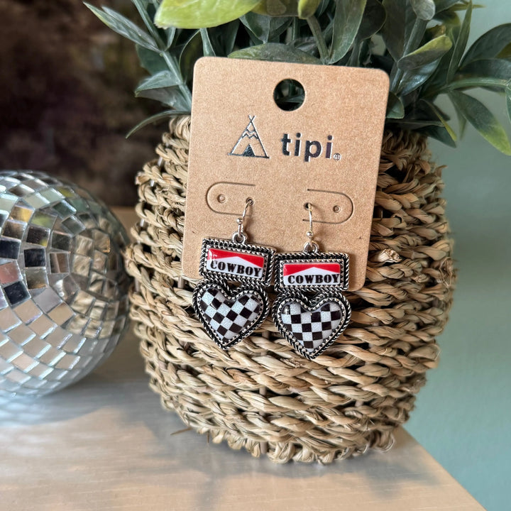 Cowboy Checkered Western Earrings Envy Stylz Boutique