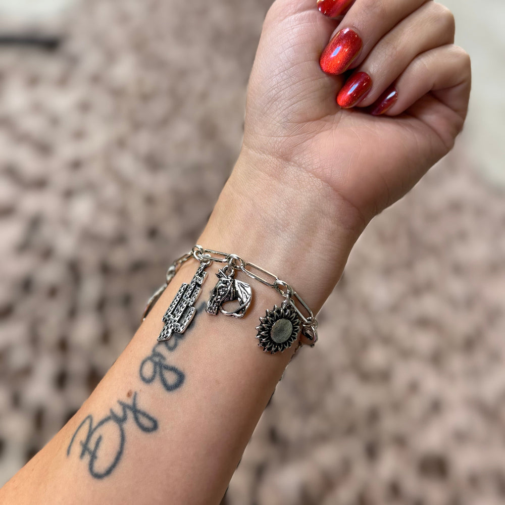 Silver Aztec Western Charm Bracelet Envy Stylz Boutique