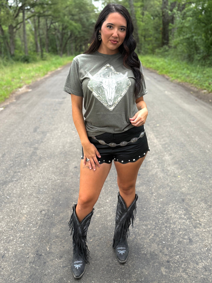 Leopard Desert Bullskull Diamond Soft Graphic Tee Envy Stylz Boutique