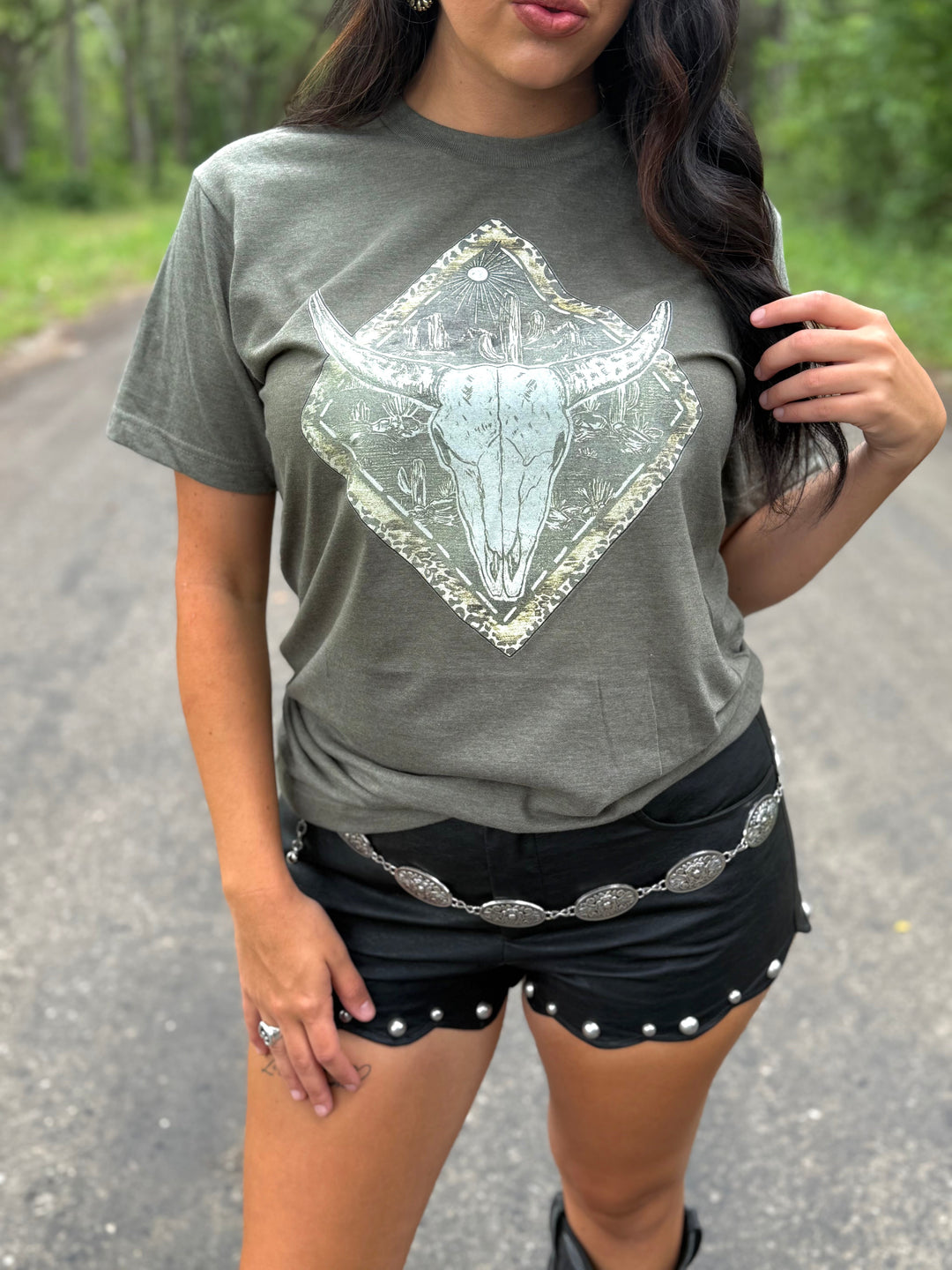 Leopard Desert Bullskull Diamond Soft Graphic Tee Envy Stylz Boutique