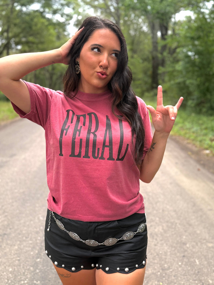 FERAL Black Font Graphic T-shirt Envy Stylz Boutique
