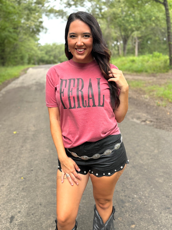 FERAL Black Font Graphic T-shirt Envy Stylz Boutique