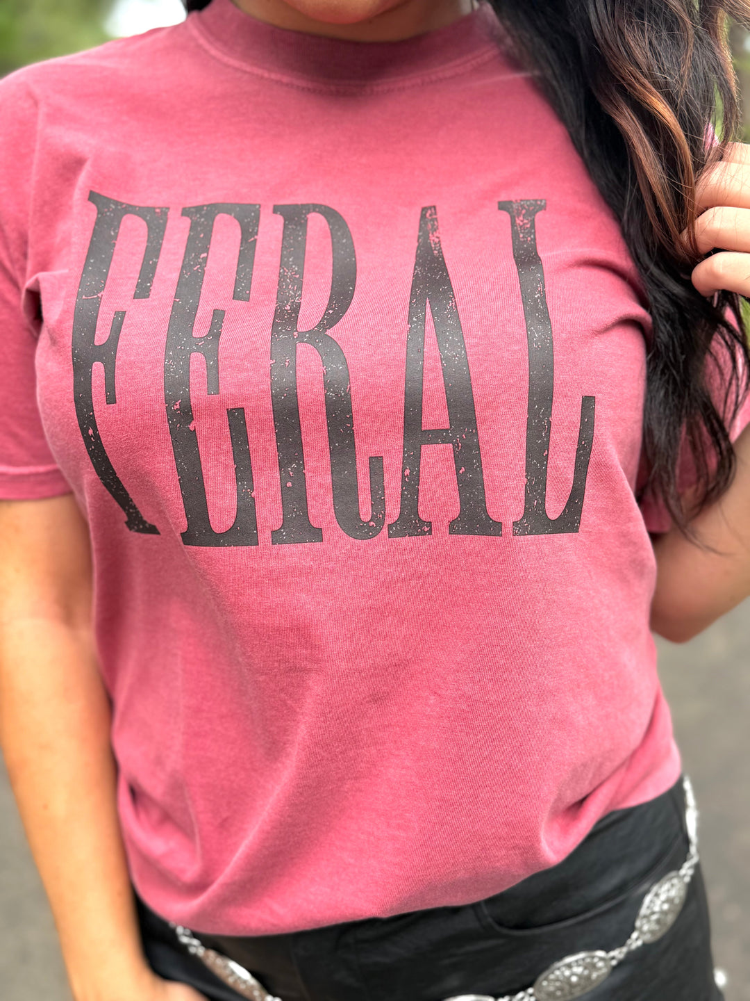 FERAL Black Font Graphic T-shirt Envy Stylz Boutique