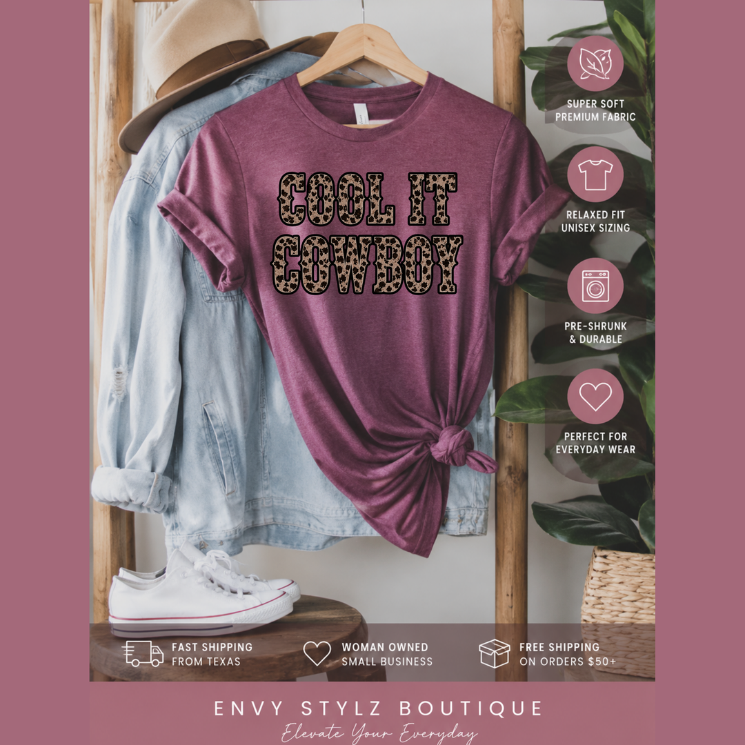 Leopard Cool It Cowboy Graphic Tee Envy Stylz Boutique