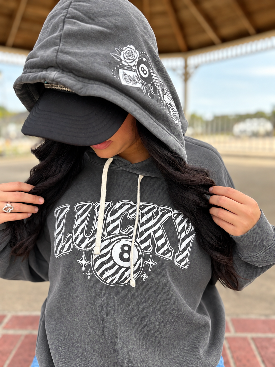 Lucky 8 Ball Zebra Hoodie Sweatshirt