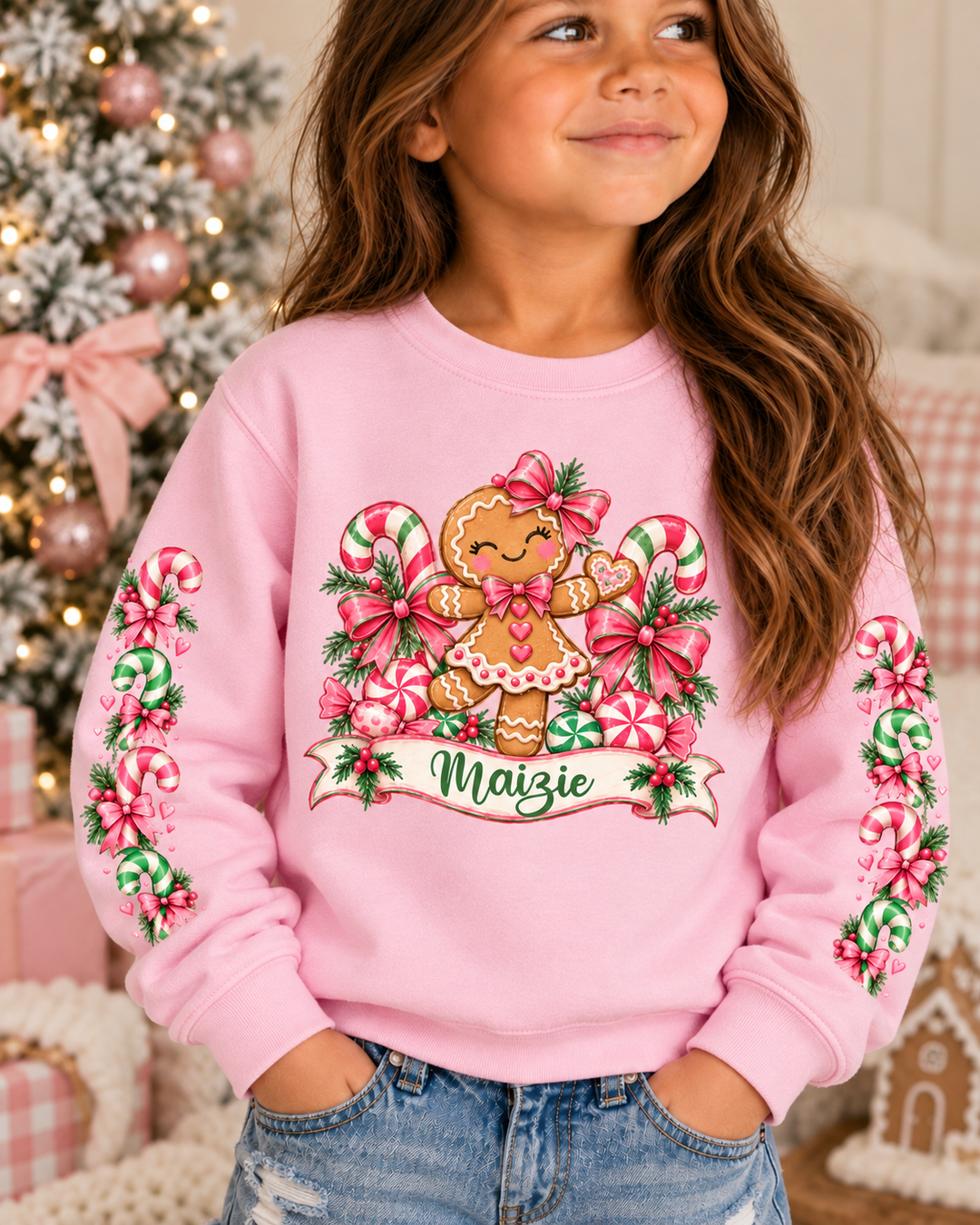 Personalized Gingerbread Sweetie Christmas Sweatshirt