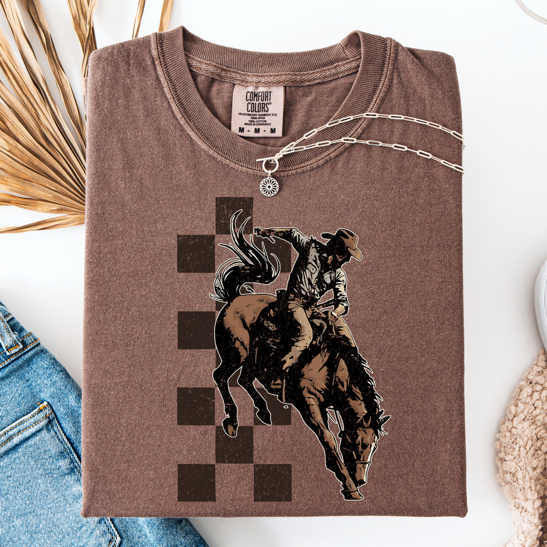 Ride Wild Checkered Cowboy Tee