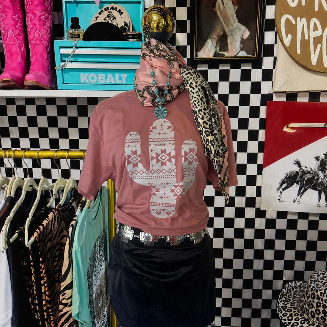 Mauve Aztec Cactus Soft Graphic Tee Envy Stylz Boutique