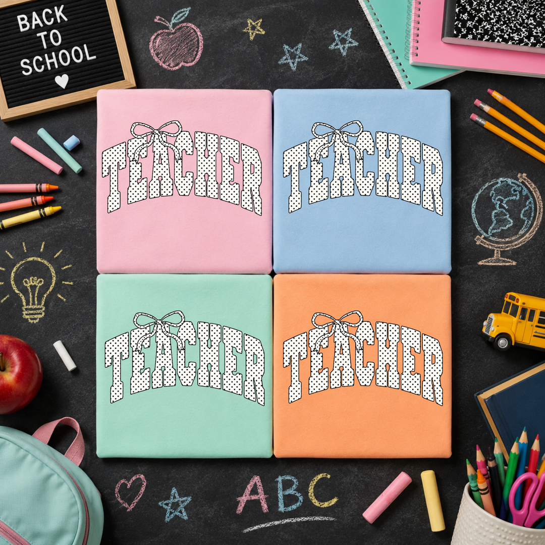 Teacher Polka Dot With Bow Graphic Tee Envy Stylz Boutique