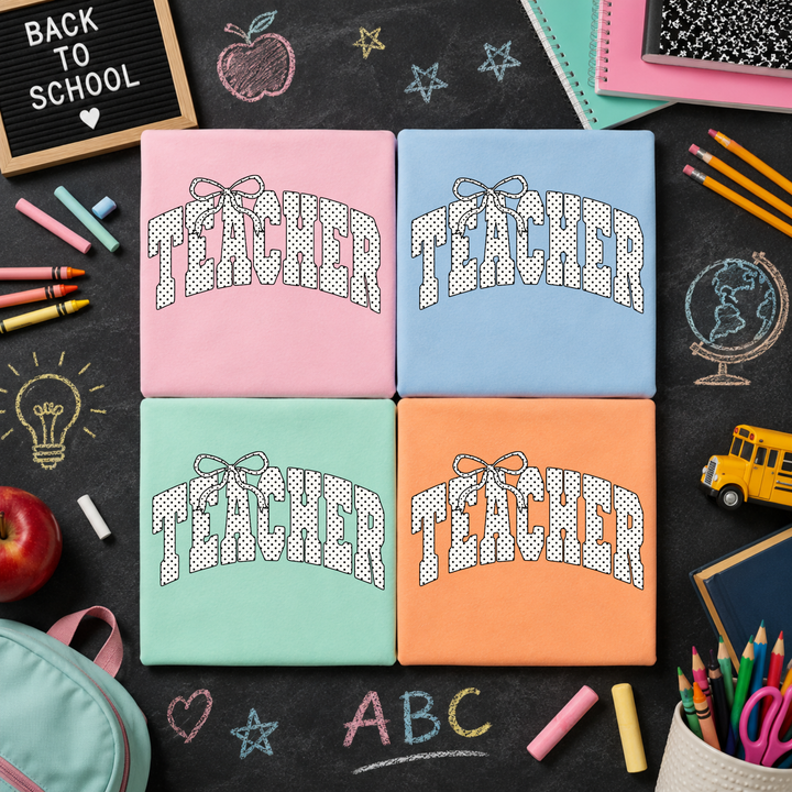Teacher Polka Dot With Bow Graphic Tee Envy Stylz Boutique